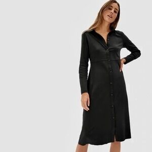 EVERLANE The Luxe Cotton Shirtdress Solid Black Shirt Dress Minimalist Small